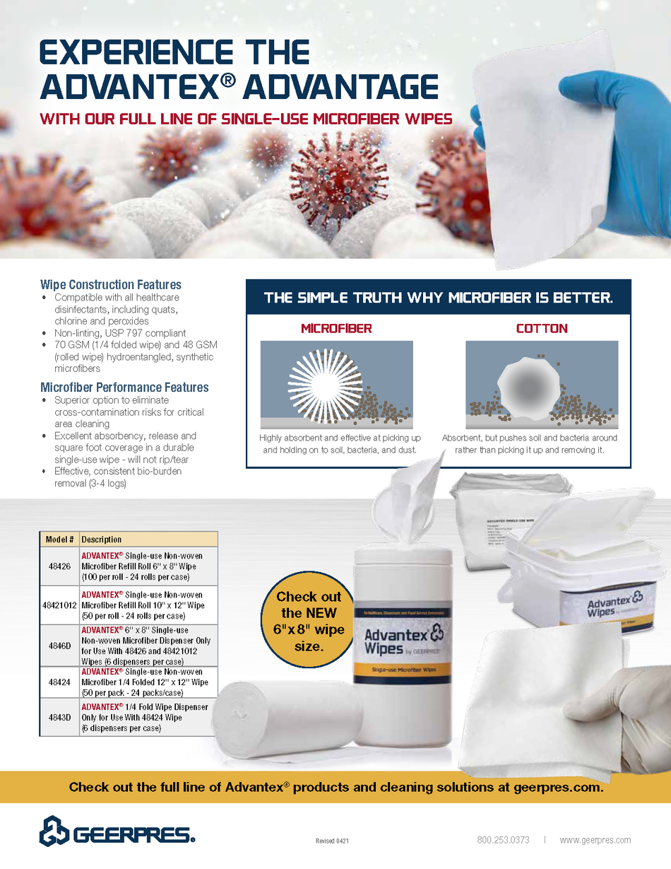 ADVANTEX® SINGLE-USE MICROFIBER WIPES